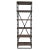 Tall display shelf featuring six hand-distressed mango wood tray-style shelves supported by a sturdy black iron frame with...