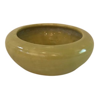 Vintage Avocado Green Round Planter For Sale