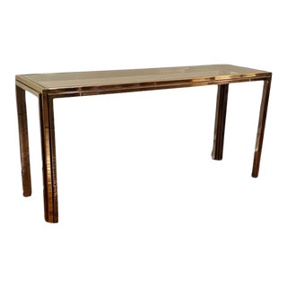 1970s Italian Console Table in Steel and Brass Attr. To Willy Rizzo For Sale