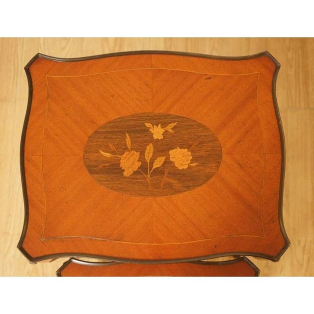 Vintage French Inlaid Parquetry Nesting Tables, Set of 2 For Sale - Image 10 of 11