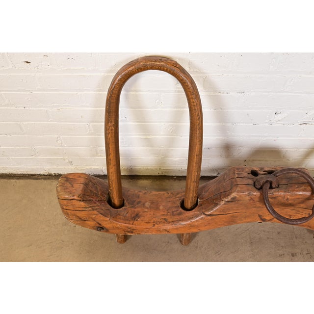 Wood Antique Wooden Ox Yoke – Hand-Carved Farm Wall Sculpture For Sale - Image 7 of 14