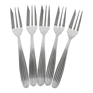 Vintage Pastry Cake Forks Mid Century Modern Stainless Steel Noritake Line - Set of Five