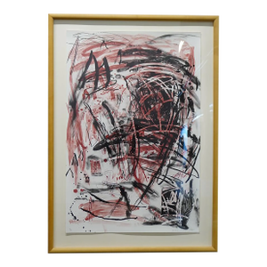 1980s Framed Lithograph Titled "Red Mountain" by Louisa Chase
