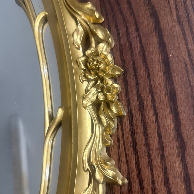 Hollywood Regency 1960s Gold Framed Oval Syrocco Mirror For Sale - Image 3 of 12