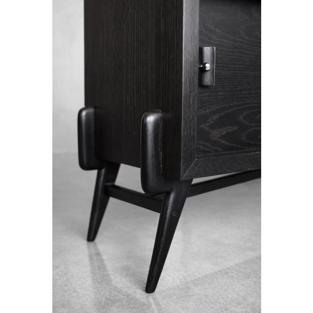 Mid-Century Modern Scandinavian Dark Oak Sideboard with Wooden & Metal Handles, 1960s For Sale - Image 17 of 18