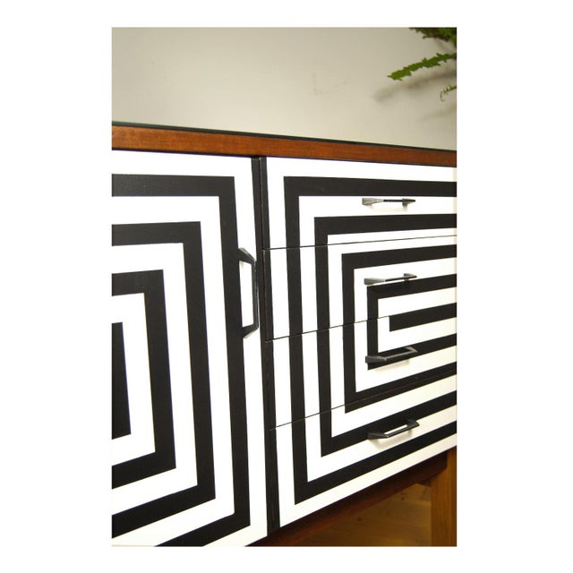 Polish Chest of Drawers with Op Art Motif, 1970s For Sale - Image 6 of 9