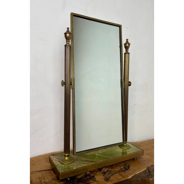 Mid-Century Art Deco Style Brass and Onyx Dressing Table Mirror, 1950s For Sale - Image 12 of 12