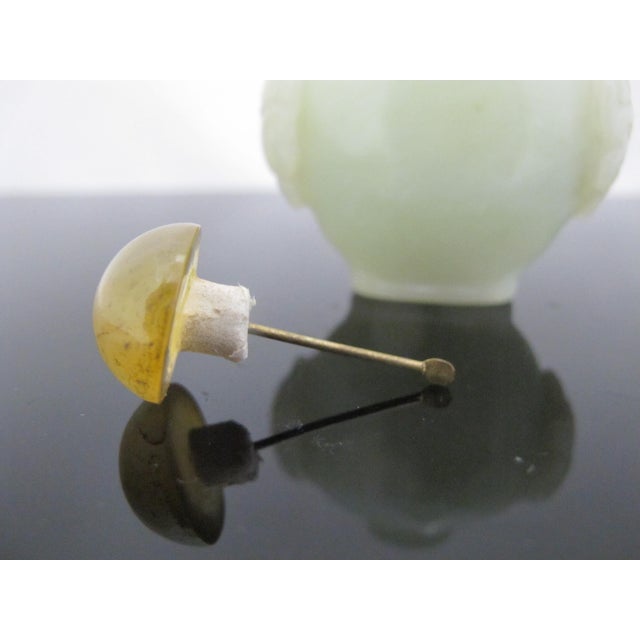 Chinese Green Jade Carved Mock Mask Ring Handle Snuff Bottle For Sale - Image 9 of 10
