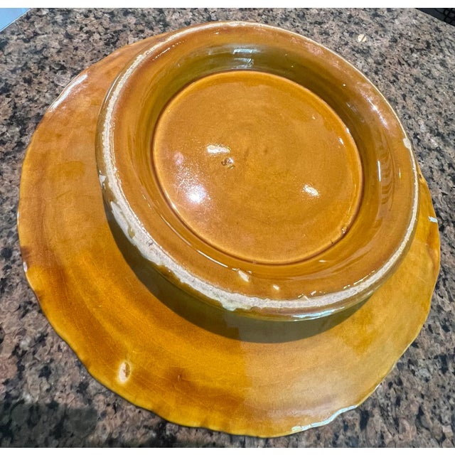 Late 19th Century Antique German Majolica Begonia Pedestal Plate For Sale - Image 5 of 10