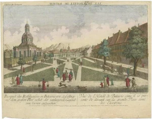 Habermann, Illustration of the Town Hall of Batavia or Jakarta in Indonesia, 1770, Print