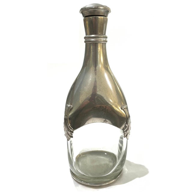 Gray 1960's Etains Du Manoir French Pewter and Crystal Decanter For Sale - Image 8 of 15
