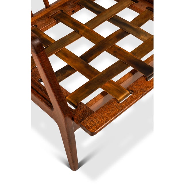 Restored Danish Modern Model 596 Lounge Chair in Beech & Leather Attributed to Lawrence Peabody & Ib Kofod Larsen for Selig, Denmark, C. 1950's For Sale - Image 18 of 18