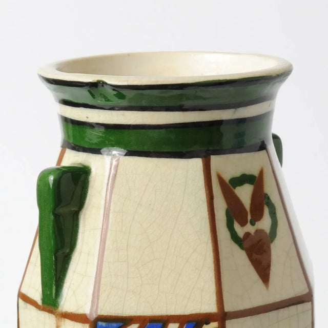 Ceramic Belgian Art Deco Vase from August Mouzin & Cie, 1920s For Sale - Image 7 of 9