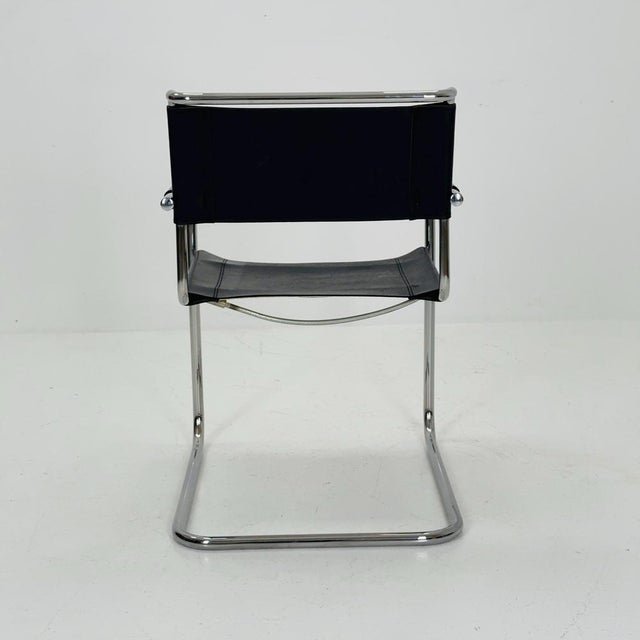 Vintage S34 Cantilever Chair in Black Leather by Mart Stam for Thonet, 1980s For Sale - Image 9 of 11