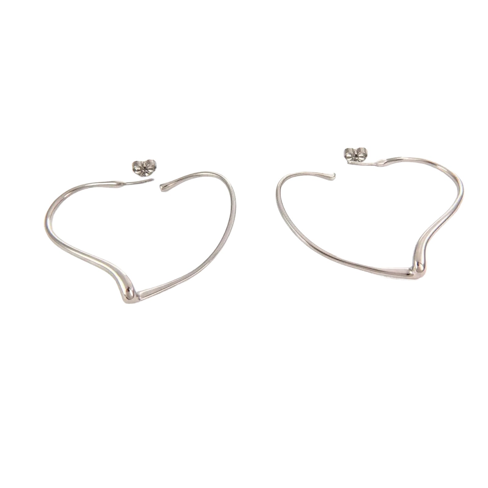 Tiffany & Co. Sterling Silver Large Open Heart Hoop Earrings - 2