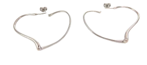 Tiffany & Co. Sterling Silver Large Open Heart Hoop Earrings - 2 Pieces