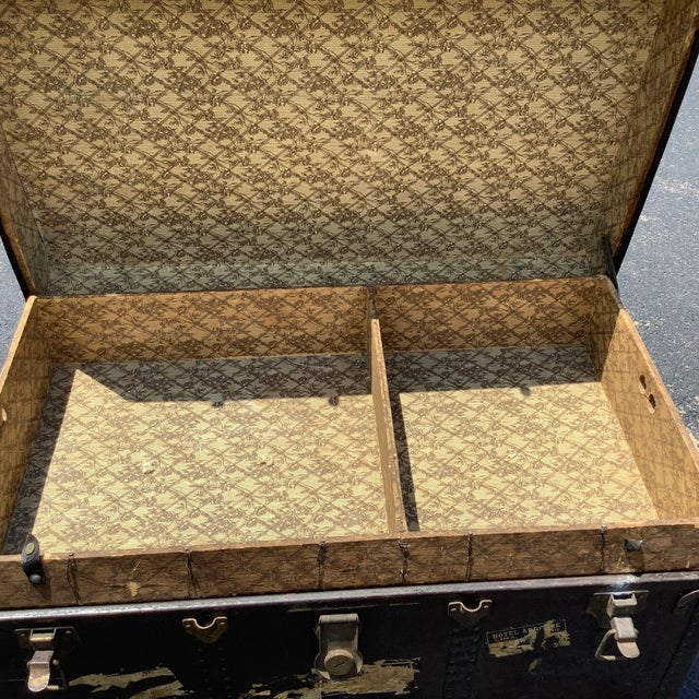 Metal 1920's Antique Steamer Trunk For Sale - Image 7 of 11