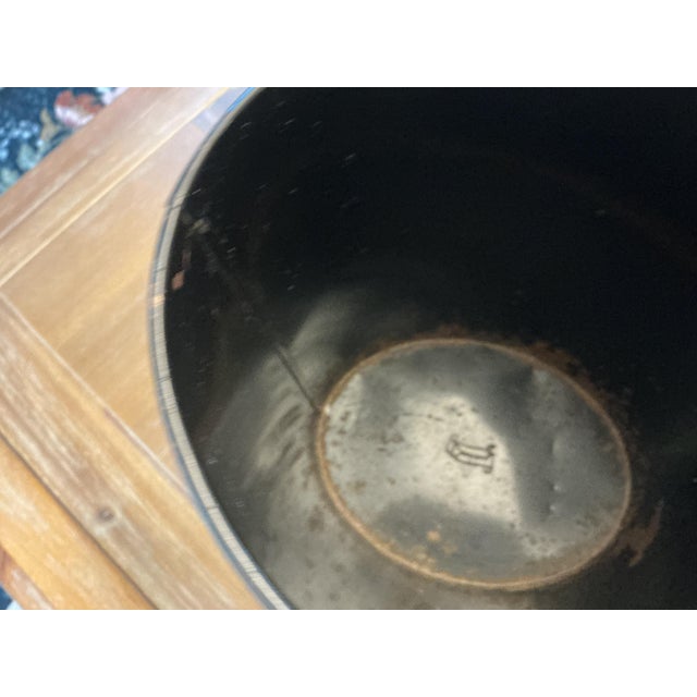 Metal Vintage Mid-Century Decoware Pink Floral Metal Trash Can / Wastebasket For Sale - Image 7 of 8