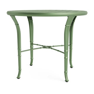 Brown Jordan Calcutta 36" Round Cast Bistro Umbrella Table in Bay Leaf For Sale
