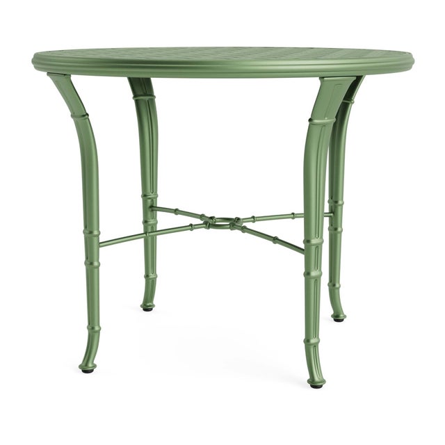 Brown Jordan Calcutta 36" Round Cast Bistro Umbrella Table in Bay Leaf For Sale