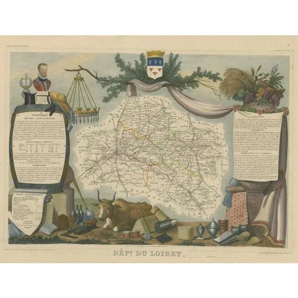 Map of the French Department of Loiret For Sale - Image 3 of 6