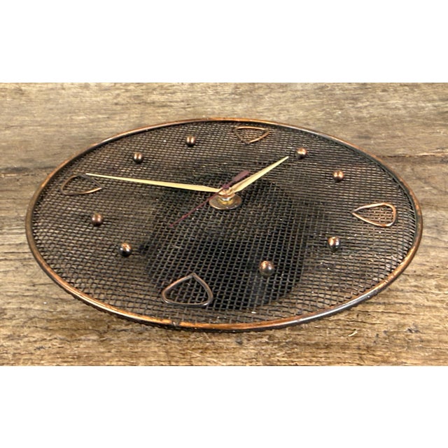 George Nelson Mid Century Modern Copper Wire Mesh Wall Clock For Sale - Image 4 of 8