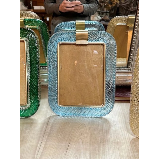 Gorgeous Murano glass and brass large scale picture frame. 10x13 overall. 7x9 interior. Perfect for today's transitional...