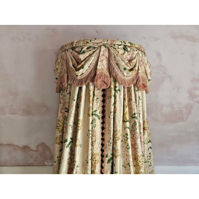 Art Deco French Chintz Bed Crown Canopy with Silk Lining and Original Passementerie, 1920s For Sale - Image 3 of 17
