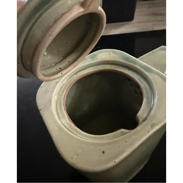 Mid-Century Modern Vintage Topaz Stoneware Hand Painted Coffee Carafe, For Sale - Image 3 of 5