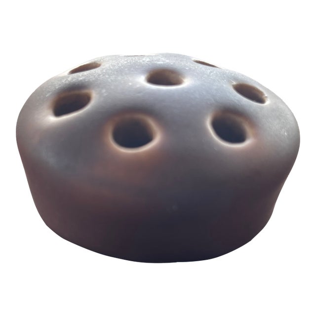 Art Nouveau Roseville Pottery Florentine 1924 Brown Flower Frog 15-2 For Sale