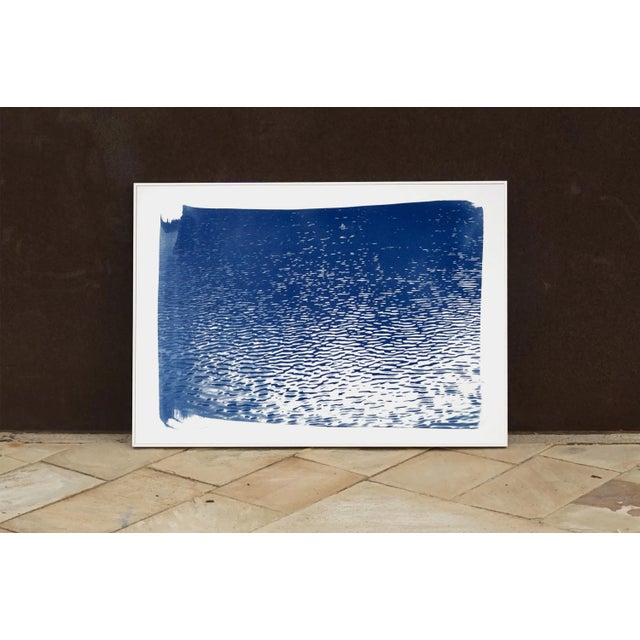 Blue Lake Ripples, Large (100x70cm) Handprinted Cyanotype on Watercolor Paper, Limited Edition For Sale - Image 4 of 12