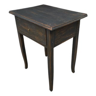 Dark Lacquered Fir Side Table For Sale
