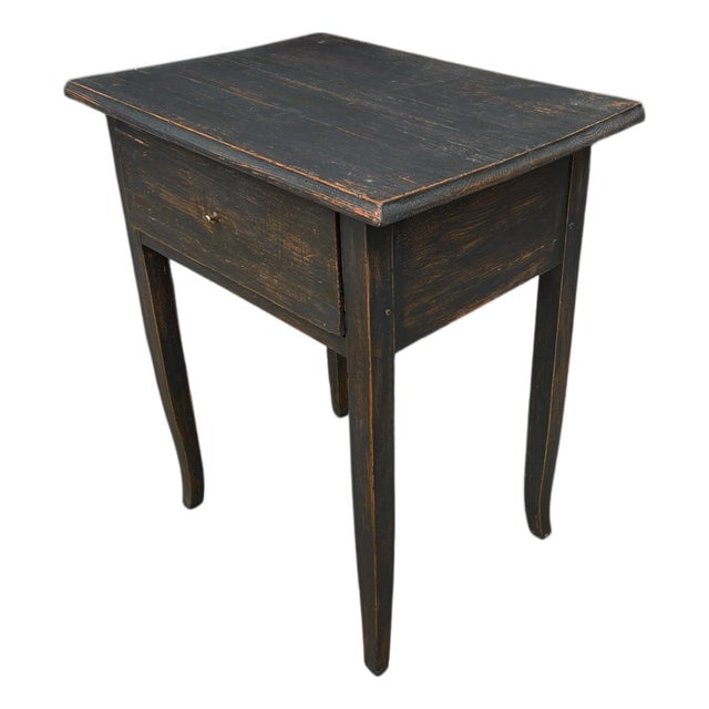 Dark Lacquered Fir Side Table For Sale
