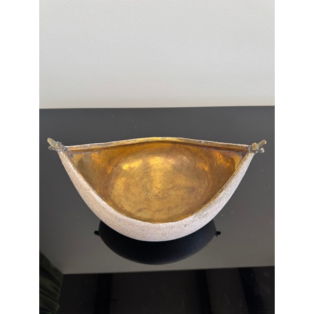 Paper Maché Brass Bowl Boat, handcrafted in India.
