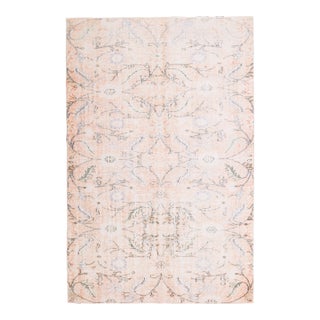 Vintage Turkish Hand-Knotted Wool Cotton Orange Area Rug For Sale