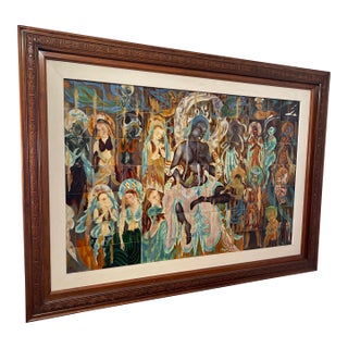 Monumental Large National Treasure Artist Lin Chih-Hsin Artist Name Lin Zhi B. 1936 , Dunhuang Cave Ceramic Style Mural Triptych’s 82x58x3.5 , 1970’s For Sale