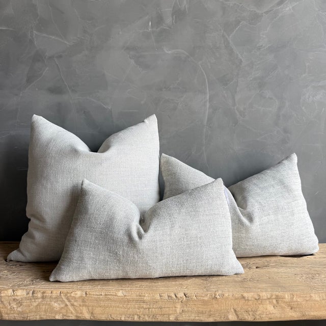 Not Yet Made - Made To Order Otis Belgian Snow Linen Pillow 22 X 22 With Down Insert For Sale - Image 5 of 5