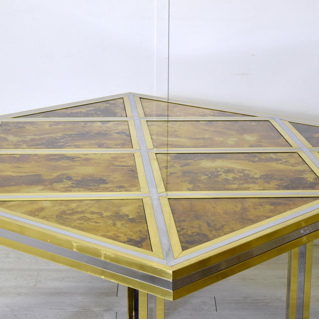 Gilt and Nickel-Plated Brass Table from Metalarte, 1970s, in Good conditions. Designed 1970 to 1979 This piece is designed...