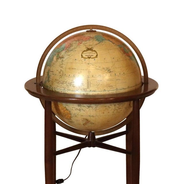 Mid-Century Modern Large MCM Replogle Floor Model Lighted World Globe on Walnut Base Signed 20thC For Sale - Image 3 of 11