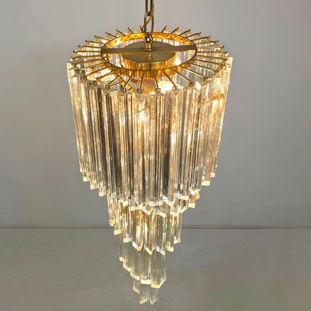 Venini Italian Murano Glass Waterfall Chandelier from Venini, 1960s For Sale - Image 4 of 9