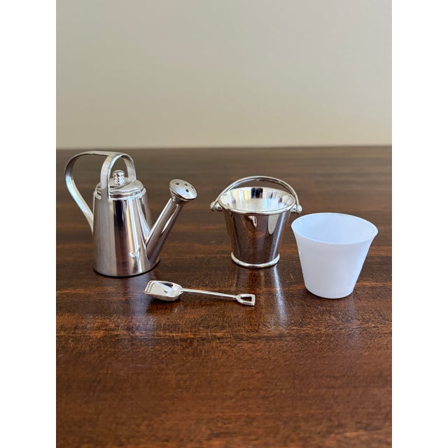 Godinger Silver Plate Garden Pail and Watering Can Shakers, Pair For Sale - Image 11 of 12