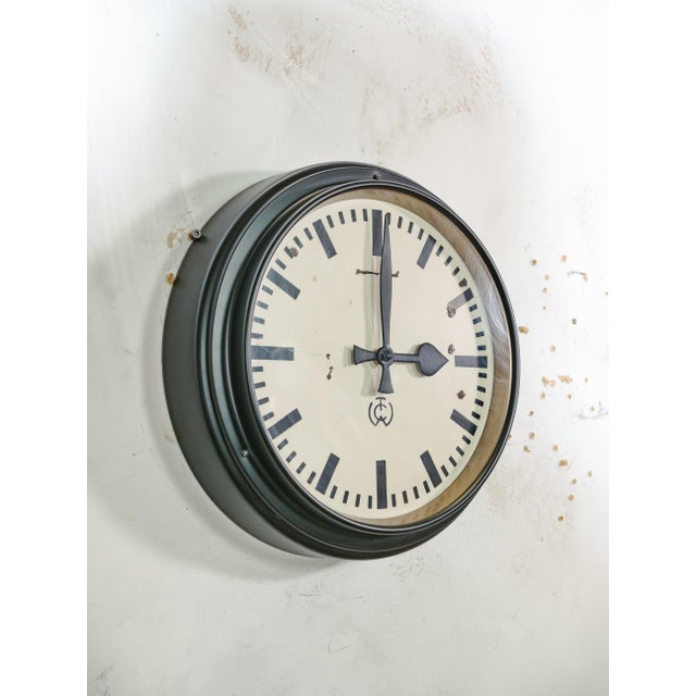 Black Industrial Factory Wall Clock by Carl Theodor Wagner, Germany For Sale - Image 6 of 14