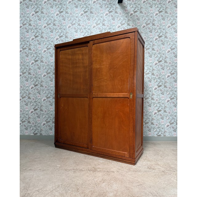 Tan Large Parisian Wardrobe with Sliding Doors, 1940s For Sale - Image 8 of 16