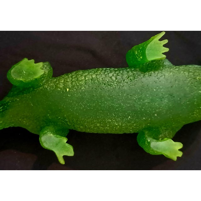 Rare Retired HTF Daum France Large Crystal Green Alligator Figurine Pate-De-Verre 20" For Sale In Los Angeles - Image 6 of 12