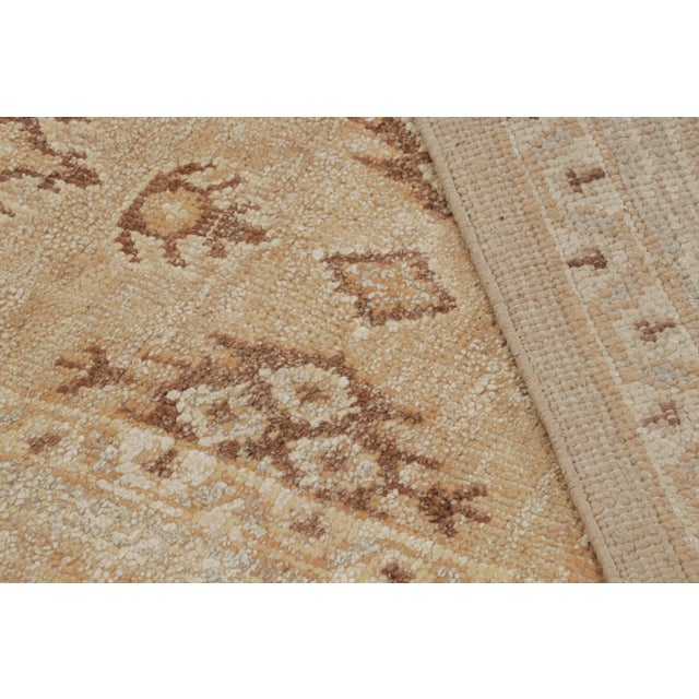 Textile Rug & Kilim’s Oushak Style Rug in Beige-Brown and Orange Geometric Pattern For Sale - Image 7 of 7