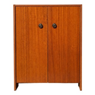 Vintage Mid-Century Teak Laminate Two-Door Storage Cabinet For Sale