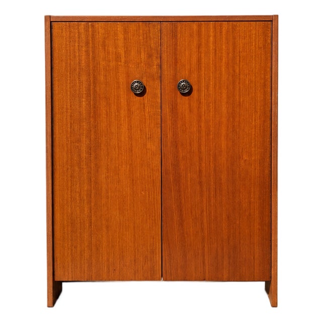 Vintage Mid-Century Teak Laminate Two-Door Storage Cabinet For Sale