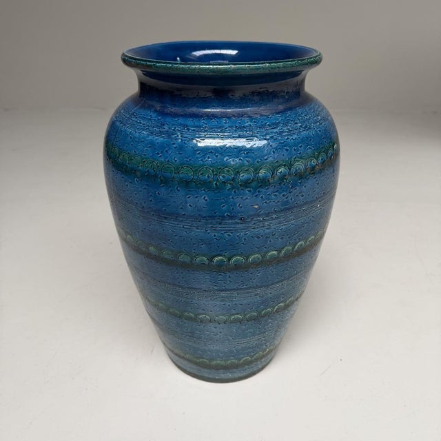 Mid-Century Modern Rimini Blu Style Ceramic Vase, 1970s For Sale - Image 3 of 12