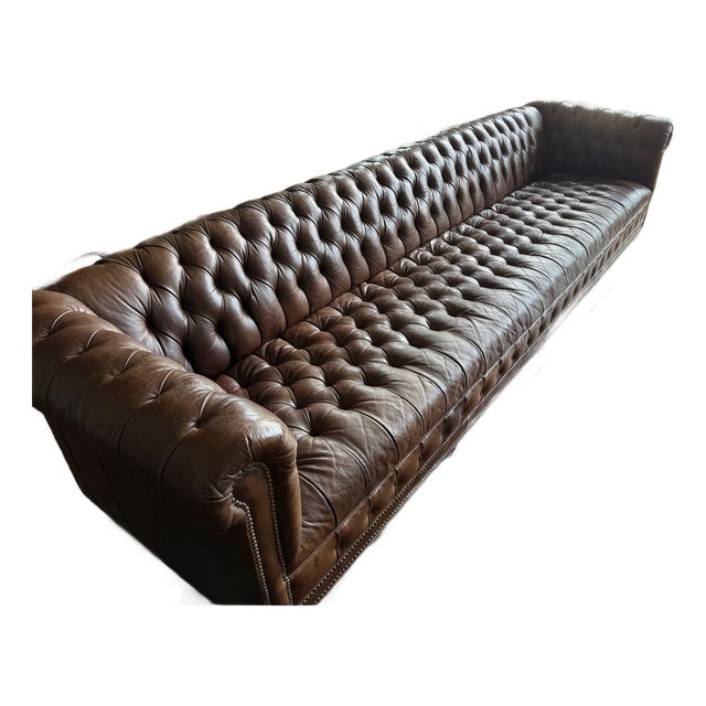 Restoration Hardware Modena Chesterfield Tufted Bench-Cushion Sofa For Sale