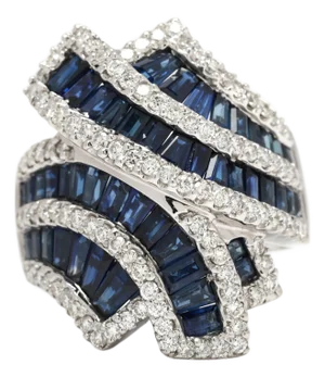 5.3ctw Diamond and Sapphire Statement Ring, 18k White Gold, Ring Size 6.75